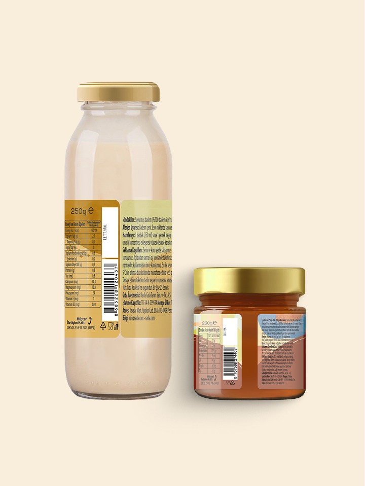 2'li Ürün - Ravla Badem İçeceği Konsantresi - 250g/ Ravla Salgı Balı (Meşe Kaynaklı) - 250g