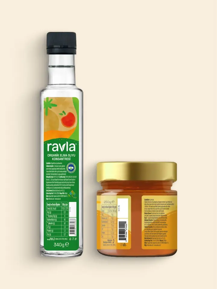 2'li Ürün - Ravla Organik Elma Suyu Konsantresi 340g / Çiçek Balı 250g