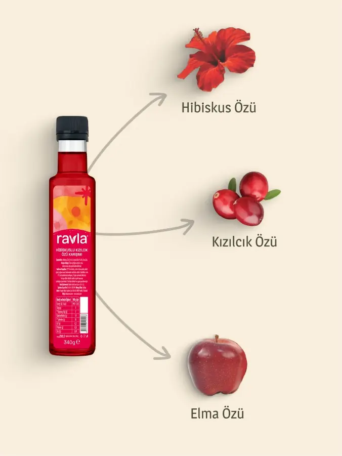 Ravla Hibiskuslu Kızılcık Özü Karışımı - 340g