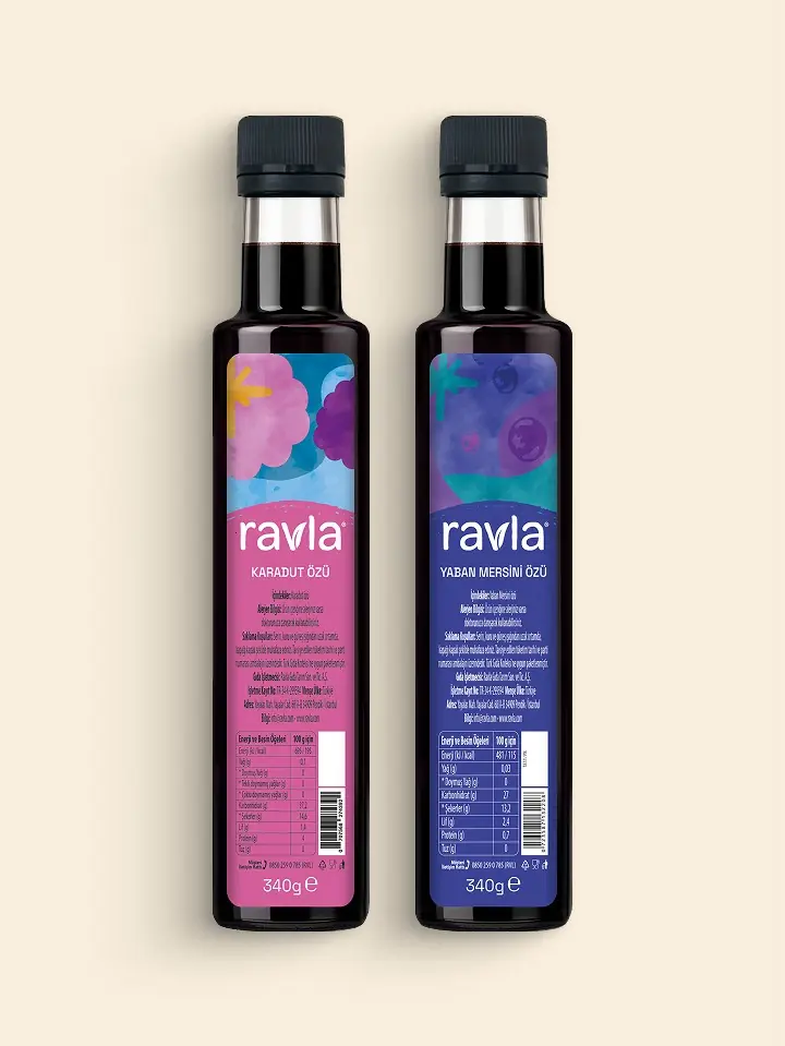 2'li Ürün - Ravla Karadut Özü 340g / Yaban Mersini 340g