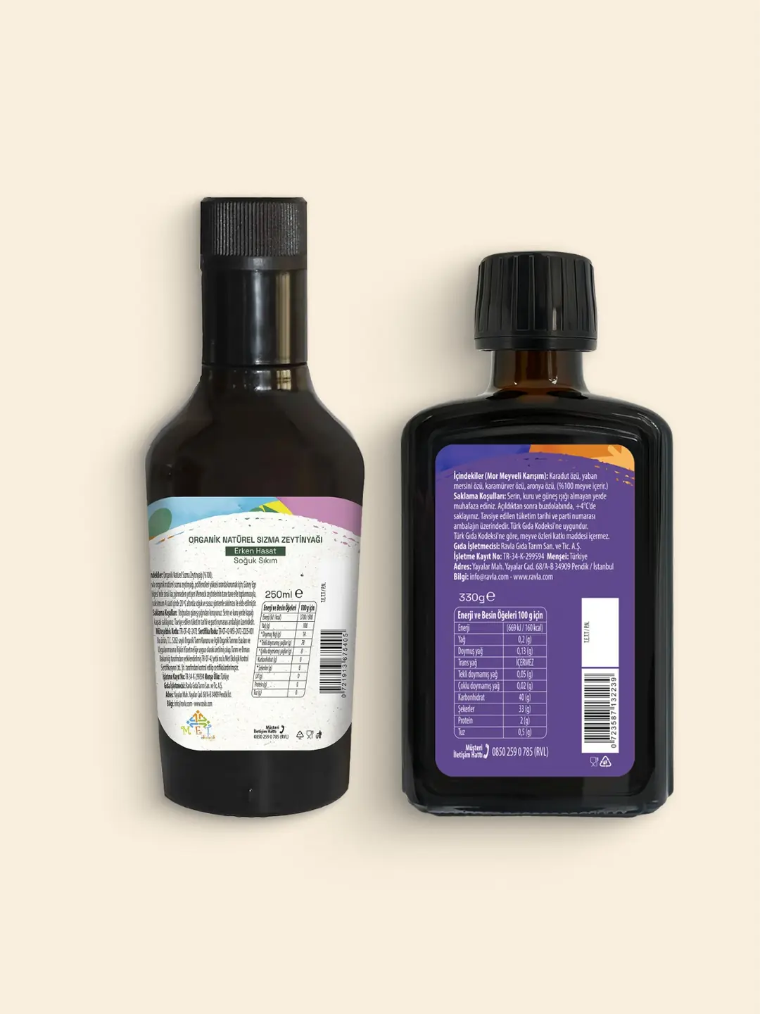 2'li Ürün - Ravla Mor Meyveli Karışım 330g / Ravla Organik Zeytinyağı - Bebek Çocuk Yüksek Polifenol 250ml