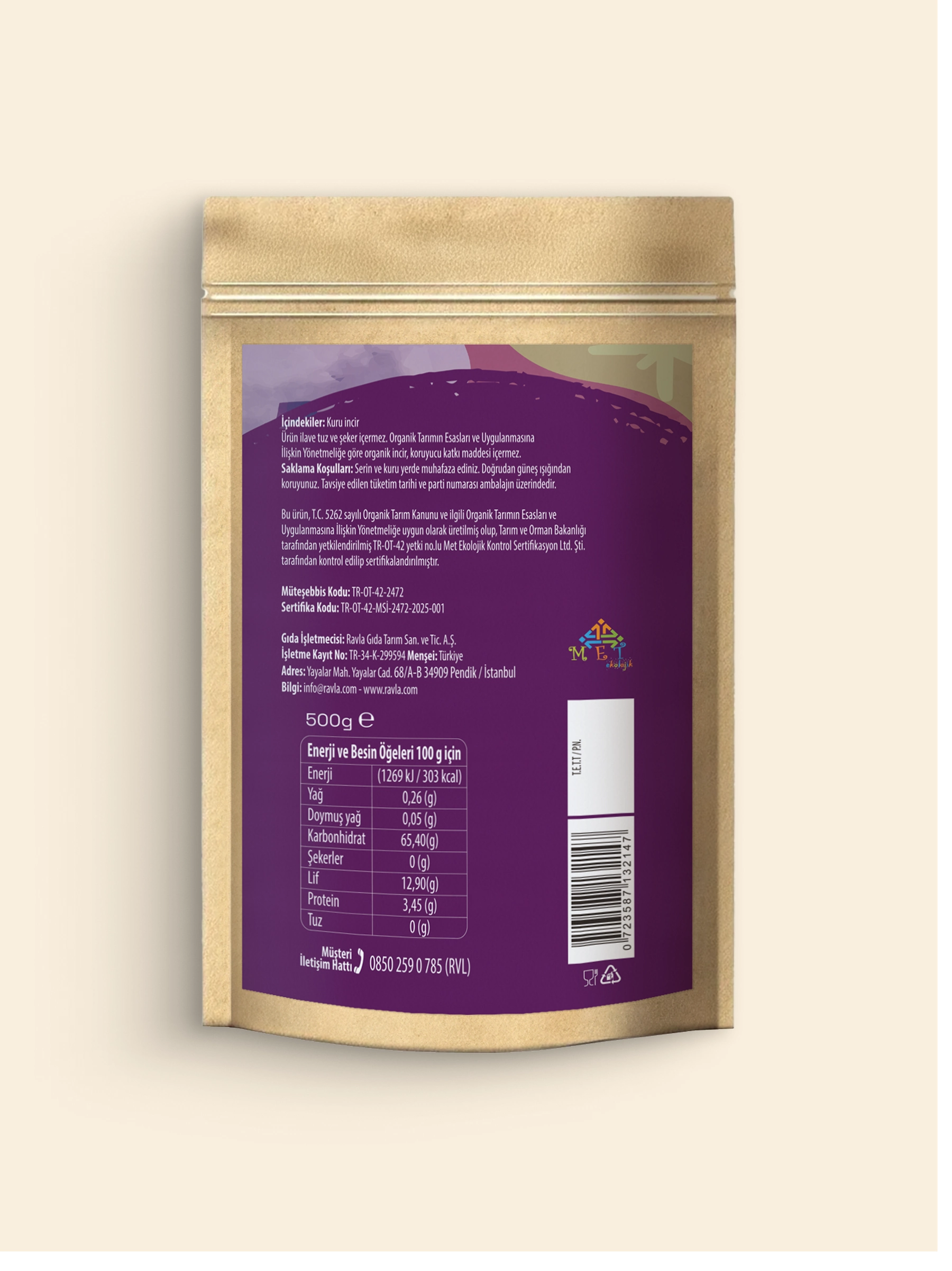 Ravla Organik Kuru İncir - 500g