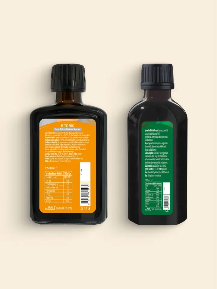 2'li Ürün - Ravla R Tonik Elma Sirkeli Bitkisel İçecek - 250ml /  Ravla Spirulinalı Bitkisel Karışım - 100ml