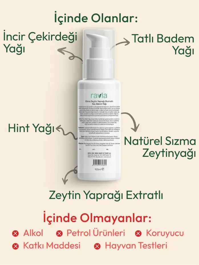 Ravla Elora Zeytin Yaprağı Ekstratlı Saç Bakım Yağı  - 100ml