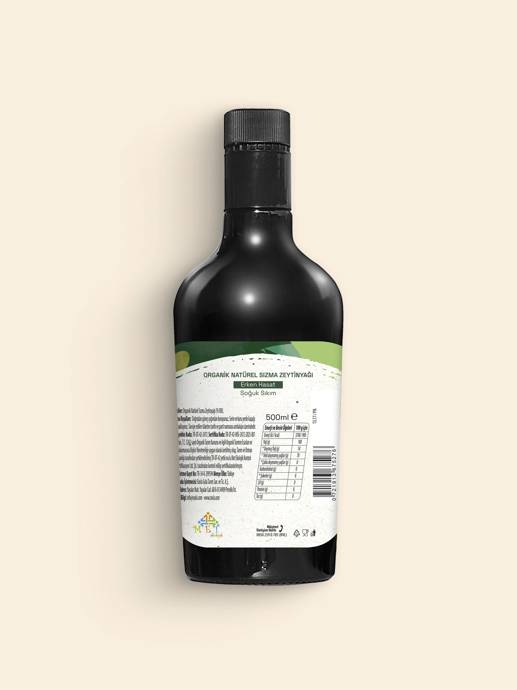 Ravla Organik Erken Hasat Zeytinyağı – İçimlik 500 ml